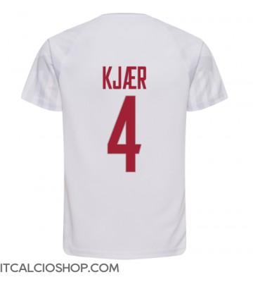Danimarca Simon Kjaer #4 Seconda Maglia Mondiali 2022 Manica Corta